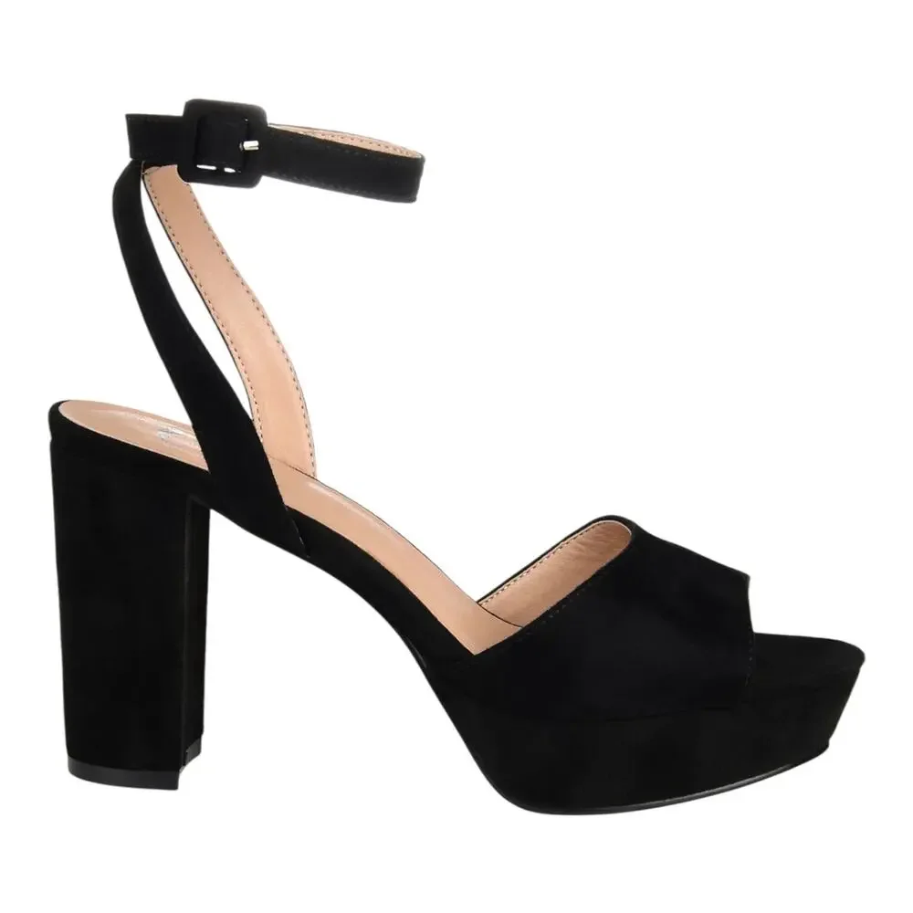 Journee Women's Nairri Platform Block Heel Dress Sandals Black Size 10 W